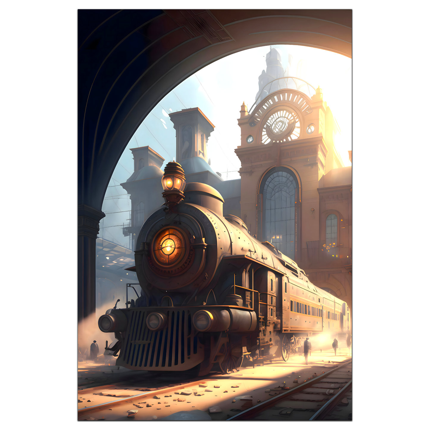 Steampunk Train Poster – Metropolitan Grandliner | Awe-Inspiring Wall Art for Sci-Fi & Fantasy Train Enthusiasts | Unique and Exclusive Artwork