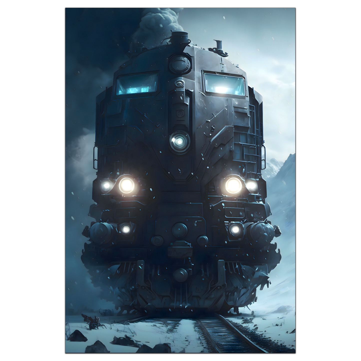 Diesel Train Poster – Frostbreaker Jugger | Awe-Inspiring Wall Art for Sci-Fi & Fantasy Train Enthusiasts | Unique and Exclusive Artwork