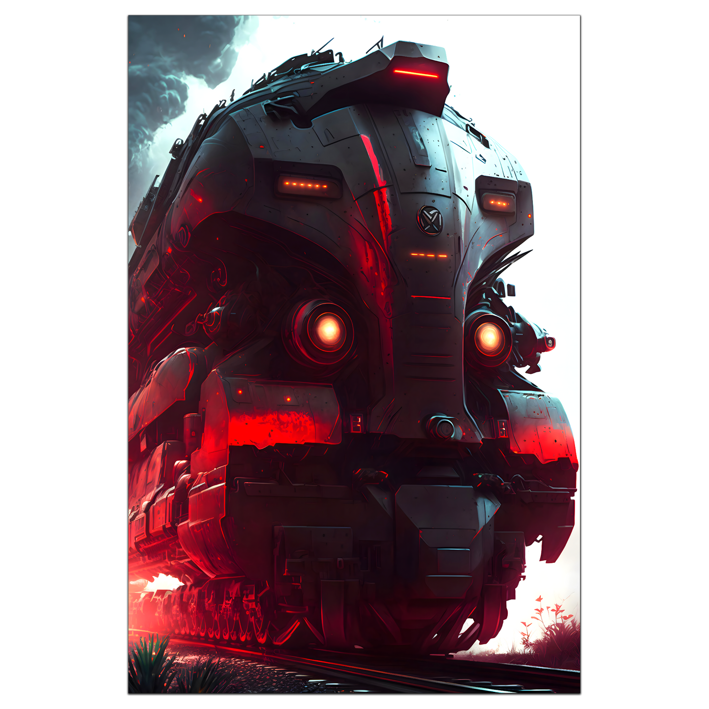 Dystopia Train Poster – Redstorm Vanguard | Awe-Inspiring Wall Art for Sci-Fi & Fantasy Train Enthusiasts | Unique and Exclusive Artwork
