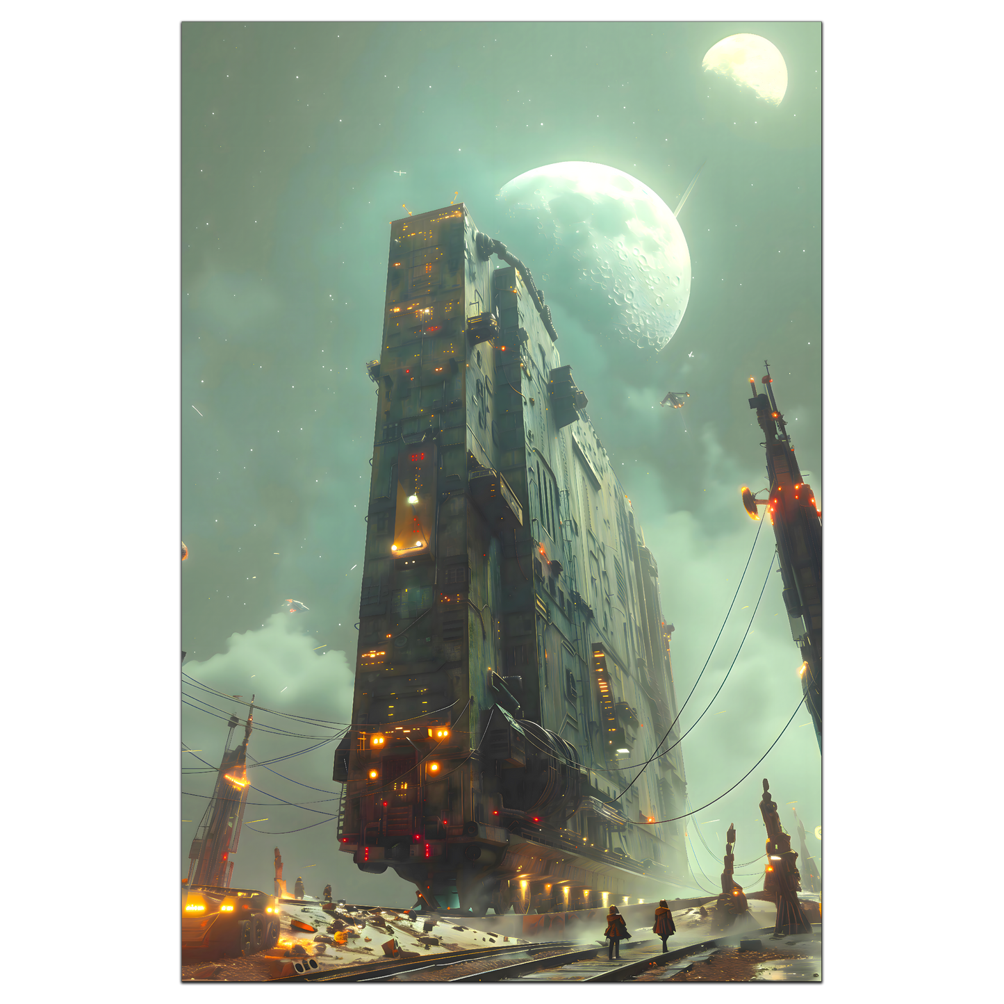 Dystopia Train Poster – The Moonbringer | Awe-Inspiring Wall Art for Sci-Fi & Fantasy Train Enthusiasts | Unique and Exclusive Artwork