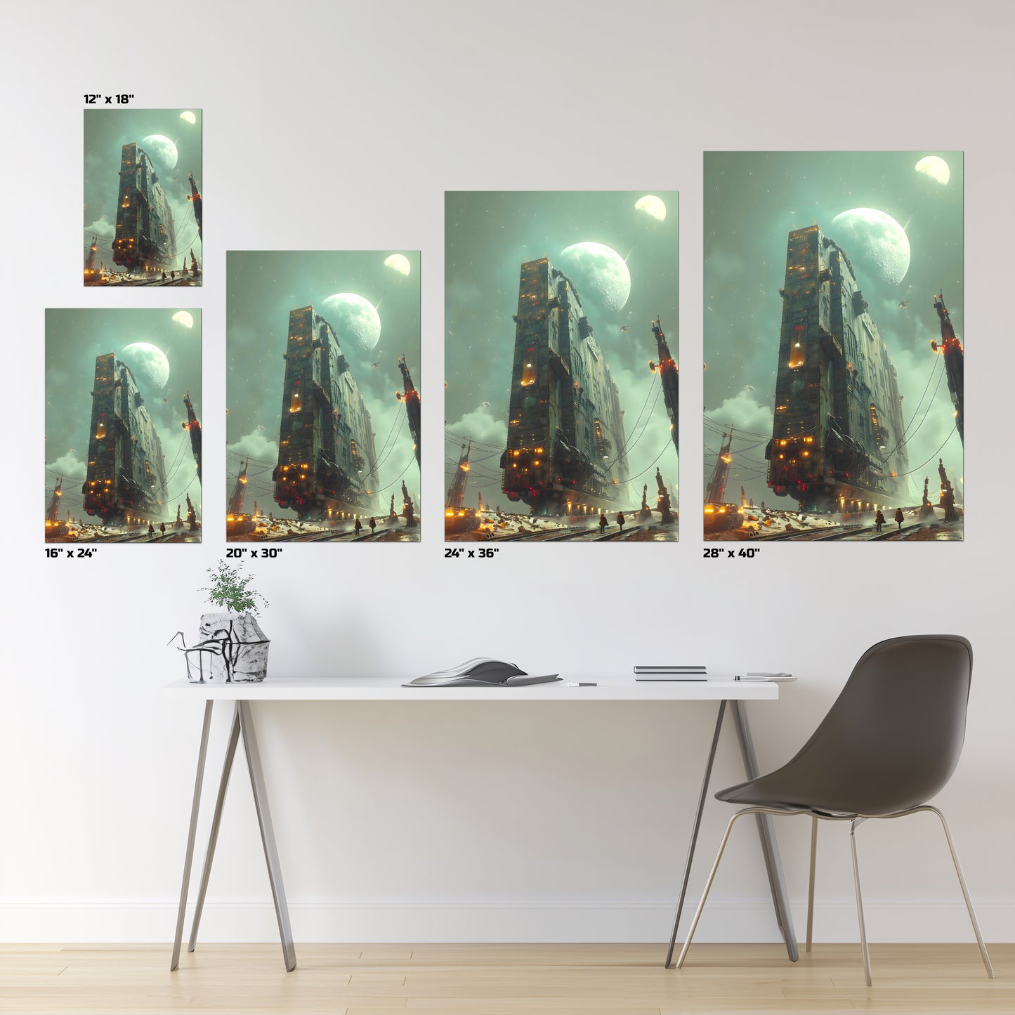 Dystopia Train Poster – The Moonbringer | Awe-Inspiring Wall Art for Sci-Fi & Fantasy Train Enthusiasts | Unique and Exclusive Artwork