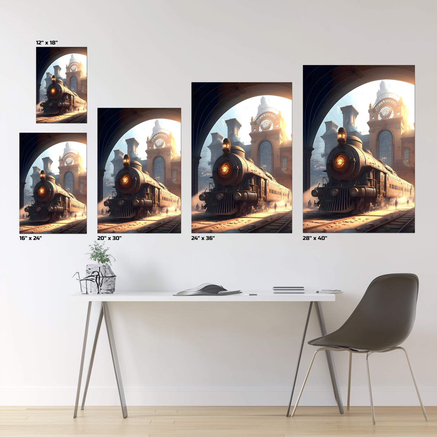Steampunk Train Poster – Metropolitan Grandliner | Awe-Inspiring Wall Art for Sci-Fi & Fantasy Train Enthusiasts | Unique and Exclusive Artwork