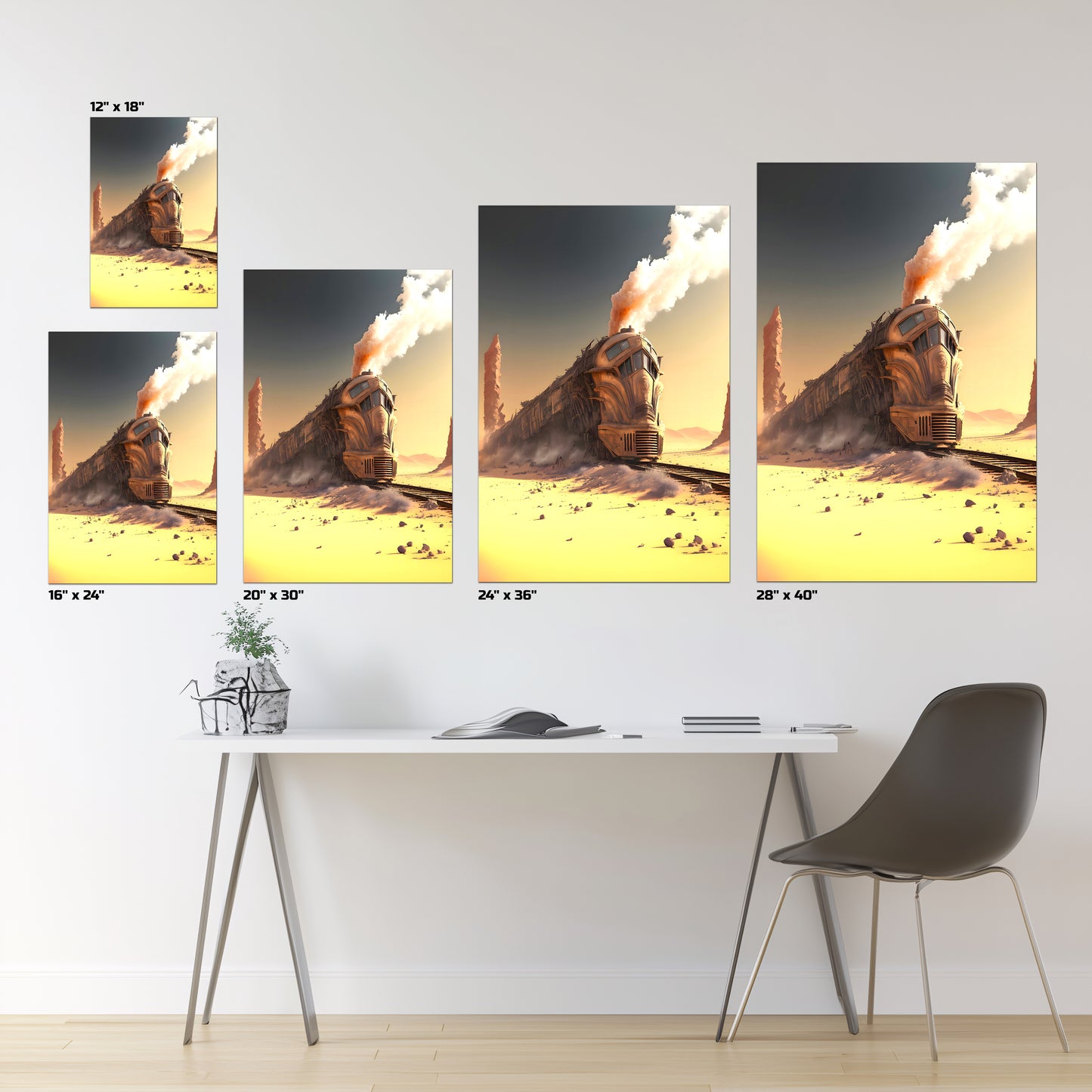 Wasteland Train Poster – The Sandpiercer | Awe-Inspiring Wall Art for Sci-Fi & Fantasy Train Enthusiasts | Unique and Exclusive Artwork