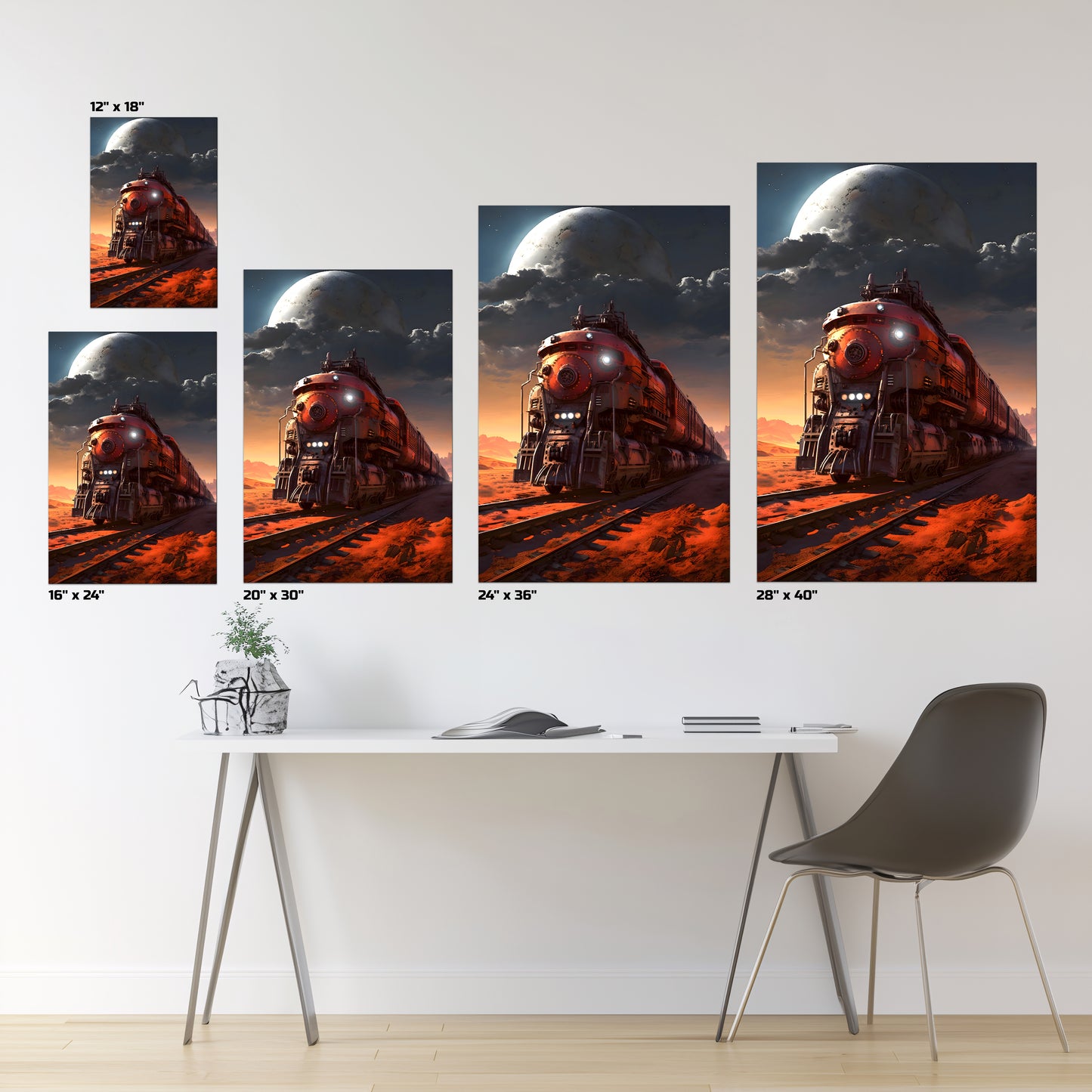 Wasteland Train Poster – Iron Wanderer | Awe-Inspiring Wall Art for Sci-Fi & Fantasy Train Enthusiasts | Unique and Exclusive Artwork
