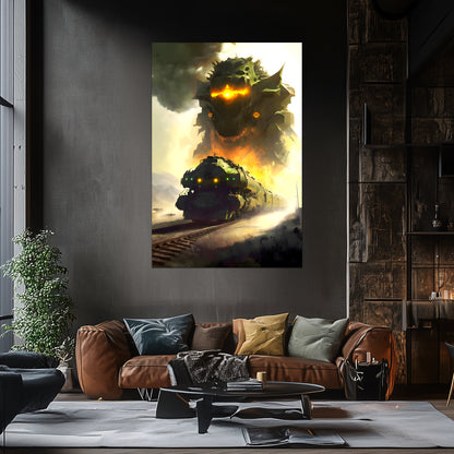 Fantasy Train Poster – Viridian Wyrmhauler | Awe-Inspiring Wall Art for Sci-Fi & Fantasy Train Enthusiasts | Unique and Exclusive Artwork