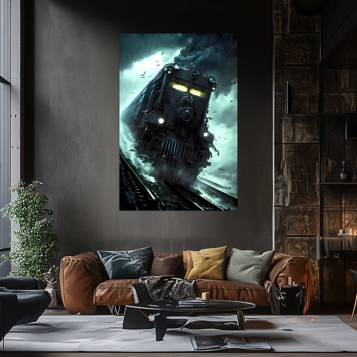Zombie Train Poster – The Grim Hauler | Awe-Inspiring Wall Art for Sci-Fi & Fantasy Train Enthusiasts | Unique and Exclusive Artwork