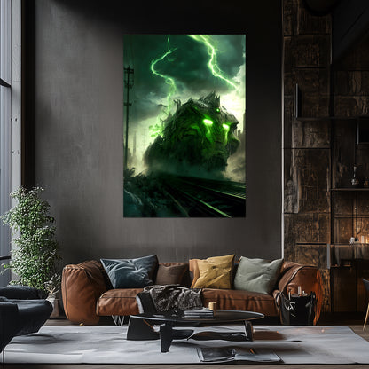 Zombie Train Poster – Wraithstorm Oppressor | Awe-Inspiring Wall Art for Sci-Fi & Fantasy Train Enthusiasts | Unique and Exclusive Artwork