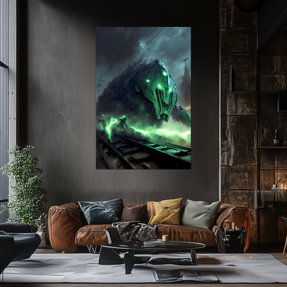 Zombie Train Poster – Darkclad Adjudicator | Awe-Inspiring Wall Art for Sci-Fi & Fantasy Train Enthusiasts | Unique and Exclusive Artwork