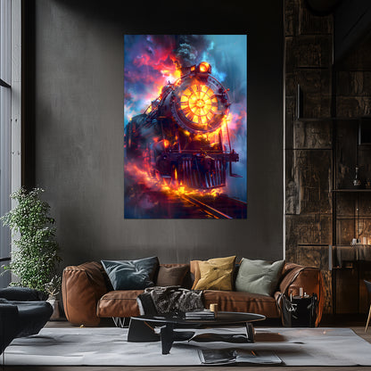 Steampunk Train Poster – Eternal Engine | Awe-Inspiring Wall Art for Sci-Fi & Fantasy Train Enthusiasts | Unique and Exclusive Artwork