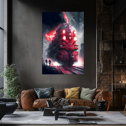 Wasteland Train Poster – Crimson Maelstrom | Awe-Inspiring Wall Art for Sci-Fi & Fantasy Train Enthusiasts | Unique and Exclusive Artwork