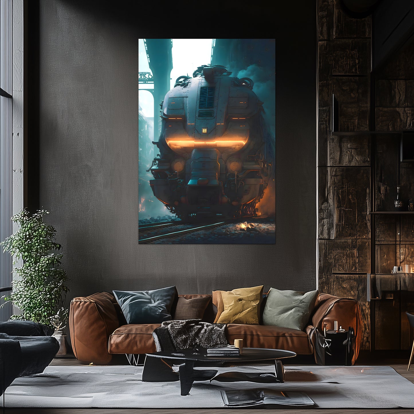 Cyberpunk Train Poster – Dreadpulse  Omnihauler | Awe-Inspiring Wall Art for Sci-Fi & Fantasy Train Enthusiasts | Unique and Exclusive Artwork