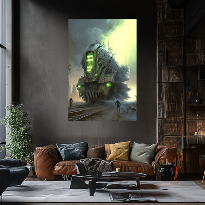 Zombie Train Poster – The Wraithcore Necrohauler | Awe-Inspiring Wall Art for Sci-Fi & Fantasy Train Enthusiasts | Unique and Exclusive Artwork
