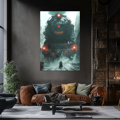 Dystopia Train Poster – Iron Predator | Awe-Inspiring Wall Art for Sci-Fi & Fantasy Train Enthusiasts | Unique and Exclusive Artwork