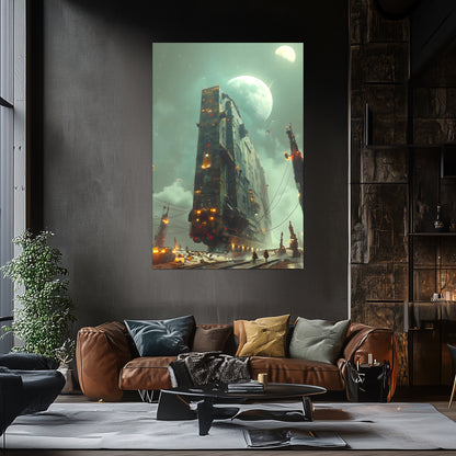 Dystopia Train Poster – The Moonbringer | Awe-Inspiring Wall Art for Sci-Fi & Fantasy Train Enthusiasts | Unique and Exclusive Artwork