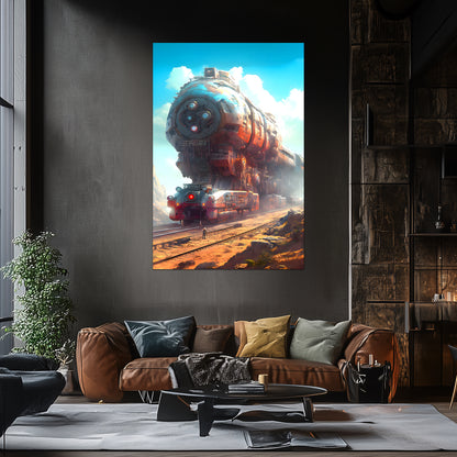 Post-Apocalyptic Train Poster – Arcanum Carrier | Awe-Inspiring Wall Art for Sci-Fi & Fantasy Train Enthusiasts | Unique and Exclusive Artwork