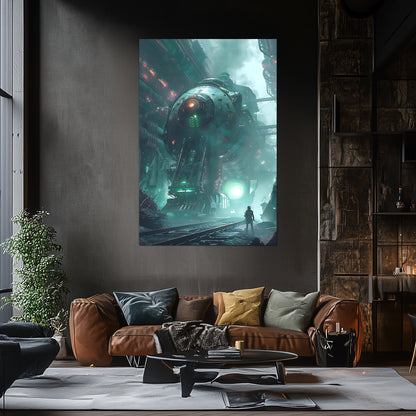 Cyberpunk Train Poster – Epitome One | Awe-Inspiring Wall Art for Sci-Fi & Fantasy Train Enthusiasts | Unique and Exclusive Artwork