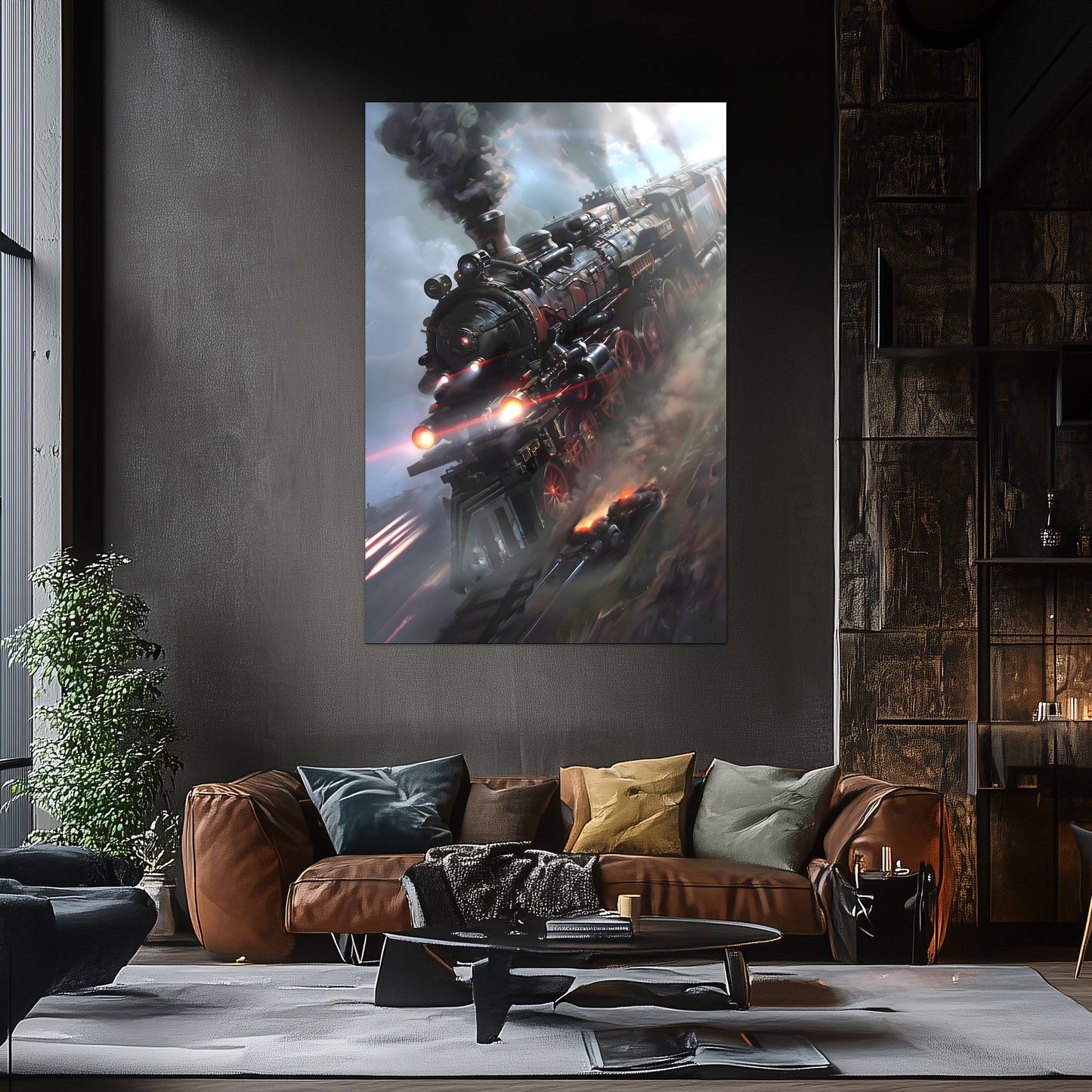Steampunk Train Poster – Blitzfire Express | Awe-Inspiring Wall Art for Sci-Fi & Fantasy Train Enthusiasts | Unique and Exclusive Artwork