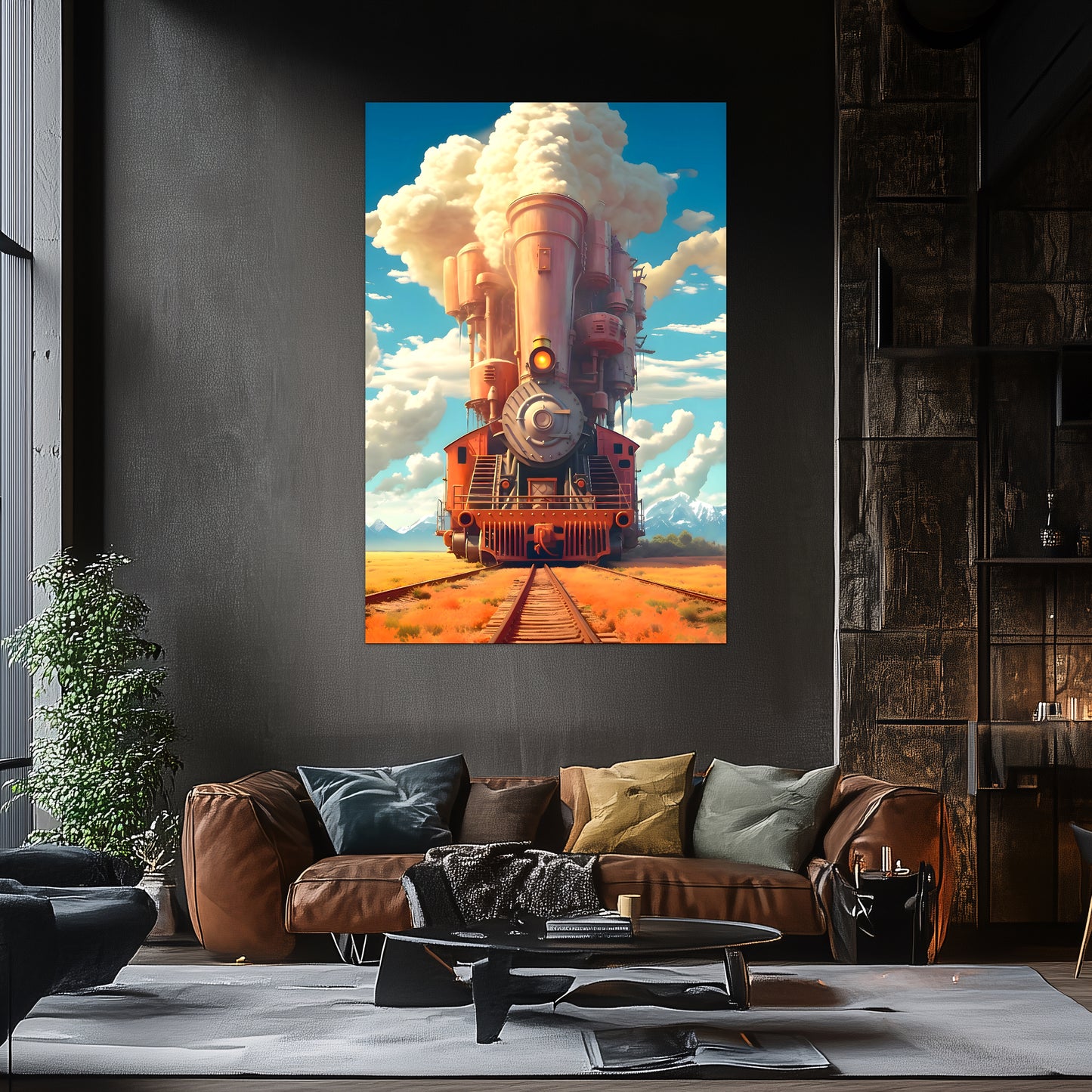 Steampunk Train Poster – Buffalo | Awe-Inspiring Wall Art for Sci-Fi & Fantasy Train Enthusiasts | Unique and Exclusive Artwork
