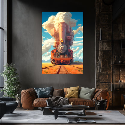 Steampunk Train Poster – Buffalo | Awe-Inspiring Wall Art for Sci-Fi & Fantasy Train Enthusiasts | Unique and Exclusive Artwork