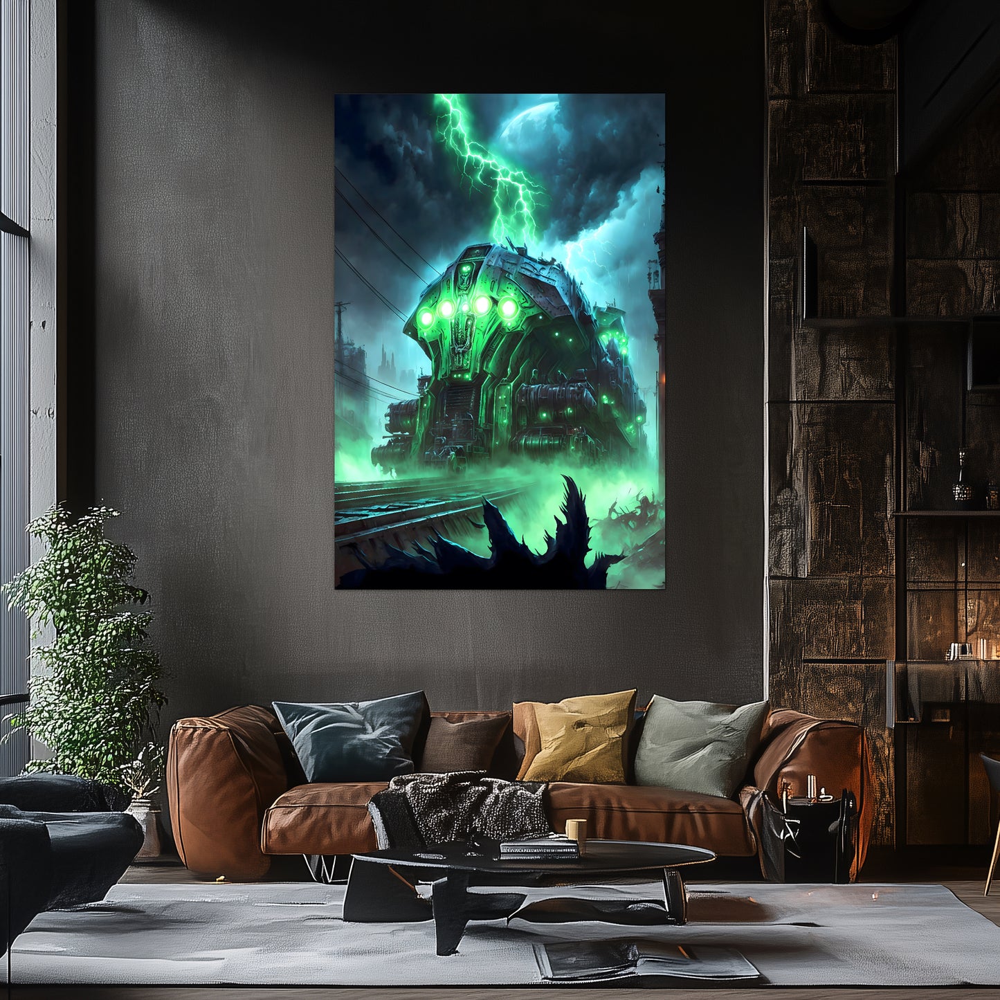 Zombie Train Poster – The Warp Architect | Awe-Inspiring Wall Art for Sci-Fi & Fantasy Train Enthusiasts | Unique and Exclusive Artwork