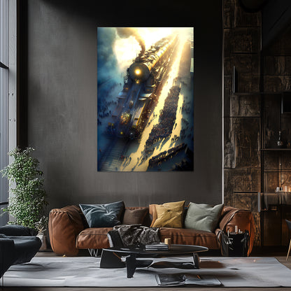 Steampunk Train Poster – Behemoth Boy | Awe-Inspiring Wall Art for Sci-Fi & Fantasy Train Enthusiasts | Unique and Exclusive Artwork