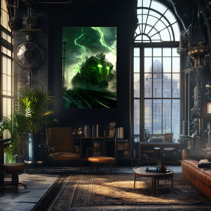 Zombie Train Poster – Wraithstorm Oppressor | Awe-Inspiring Wall Art for Sci-Fi & Fantasy Train Enthusiasts | Unique and Exclusive Artwork