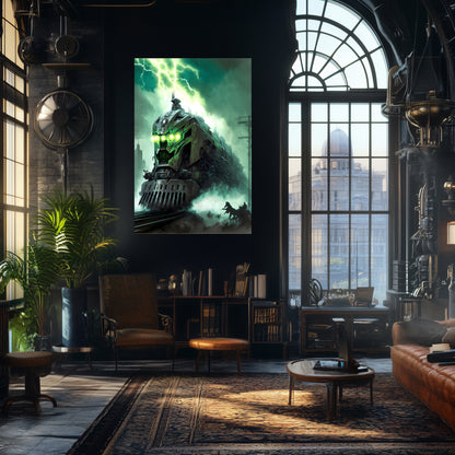 Zombie Train Poster – Hellforge Executor | Awe-Inspiring Wall Art for Sci-Fi & Fantasy Train Enthusiasts | Unique and Exclusive Artwork