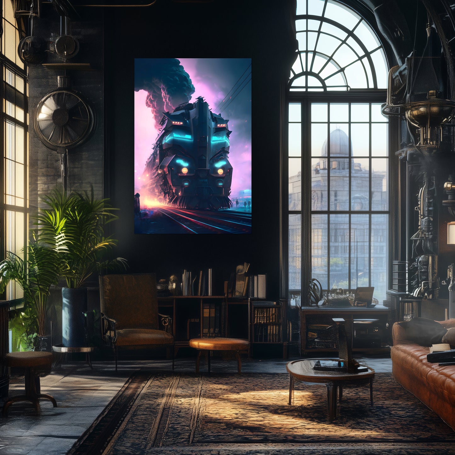 Cyberpunk Train Poster – Neon Hauler | Awe-Inspiring Wall Art for Sci-Fi & Fantasy Train Enthusiasts | Unique and Exclusive Artwork