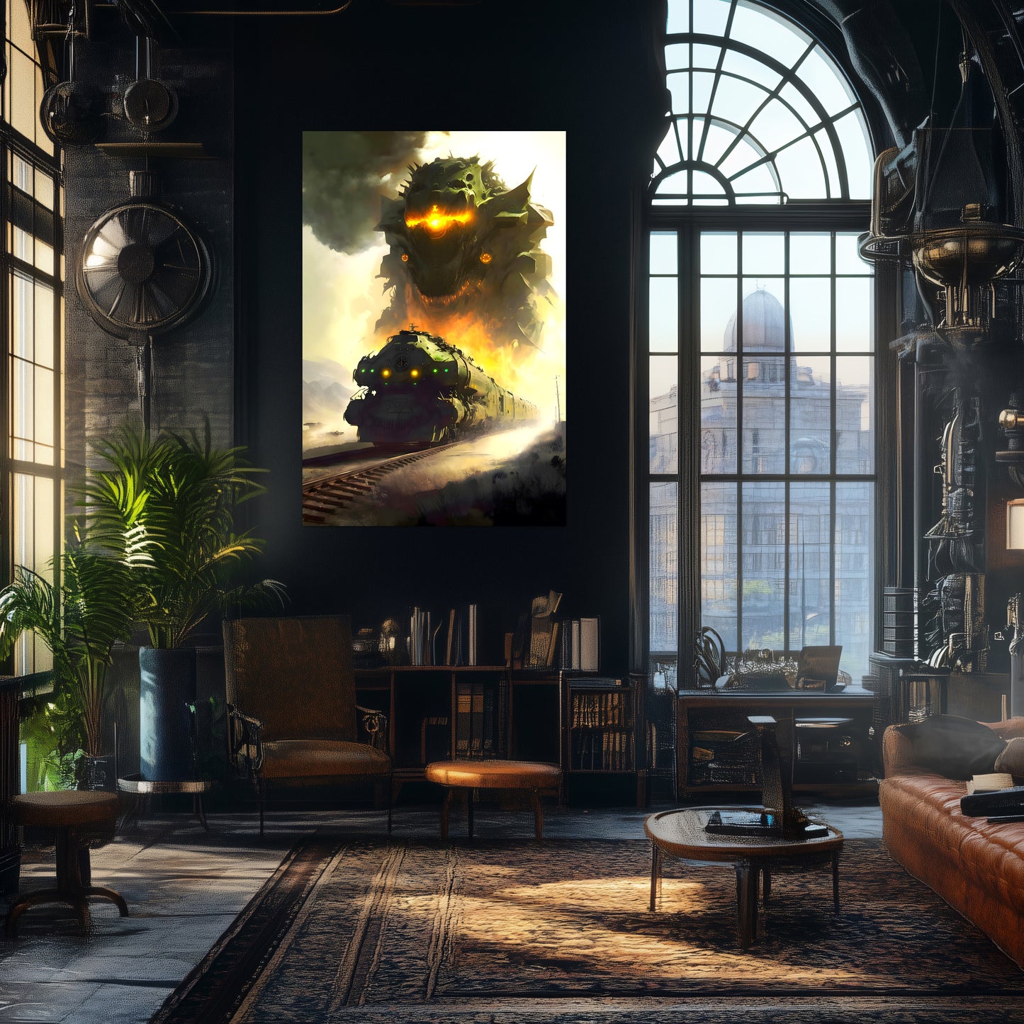 Fantasy Train Poster – Viridian Wyrmhauler | Awe-Inspiring Wall Art for Sci-Fi & Fantasy Train Enthusiasts | Unique and Exclusive Artwork
