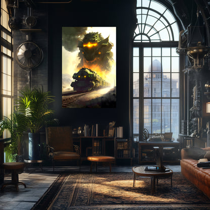 Fantasy Train Poster – Viridian Wyrmhauler | Awe-Inspiring Wall Art for Sci-Fi & Fantasy Train Enthusiasts | Unique and Exclusive Artwork