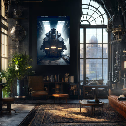 Diesel Train Poster – Aeternum Custos | Awe-Inspiring Wall Art for Sci-Fi & Fantasy Train Enthusiasts | Unique and Exclusive Artwork