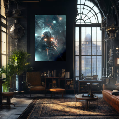 Cyberpunk Train Poster – Nightblade Crusader | Awe-Inspiring Wall Art for Sci-Fi & Fantasy Train Enthusiasts | Unique and Exclusive Artwork