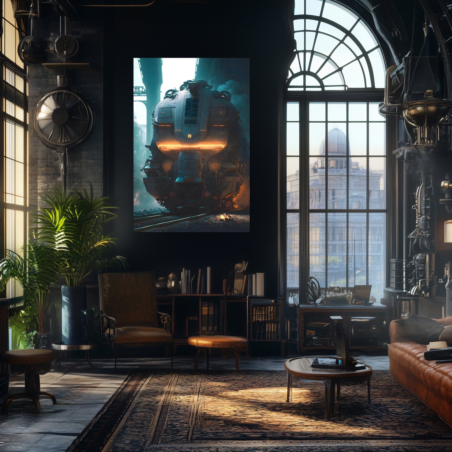 Cyberpunk Train Poster – Dreadpulse  Omnihauler | Awe-Inspiring Wall Art for Sci-Fi & Fantasy Train Enthusiasts | Unique and Exclusive Artwork