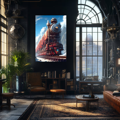 Post-Apocalyptic Train Poster – Colonial Colossus | Awe-Inspiring Wall Art for Sci-Fi & Fantasy Train Enthusiasts | Unique and Exclusive Artwork