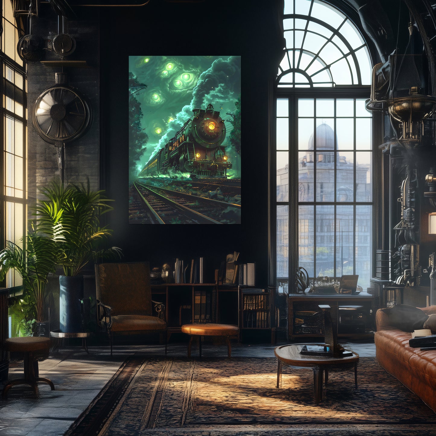 Fantasy Train Poster – The Emerald Phantom | Awe-Inspiring Wall Art for Sci-Fi & Fantasy Train Enthusiasts | Unique and Exclusive Artwork
