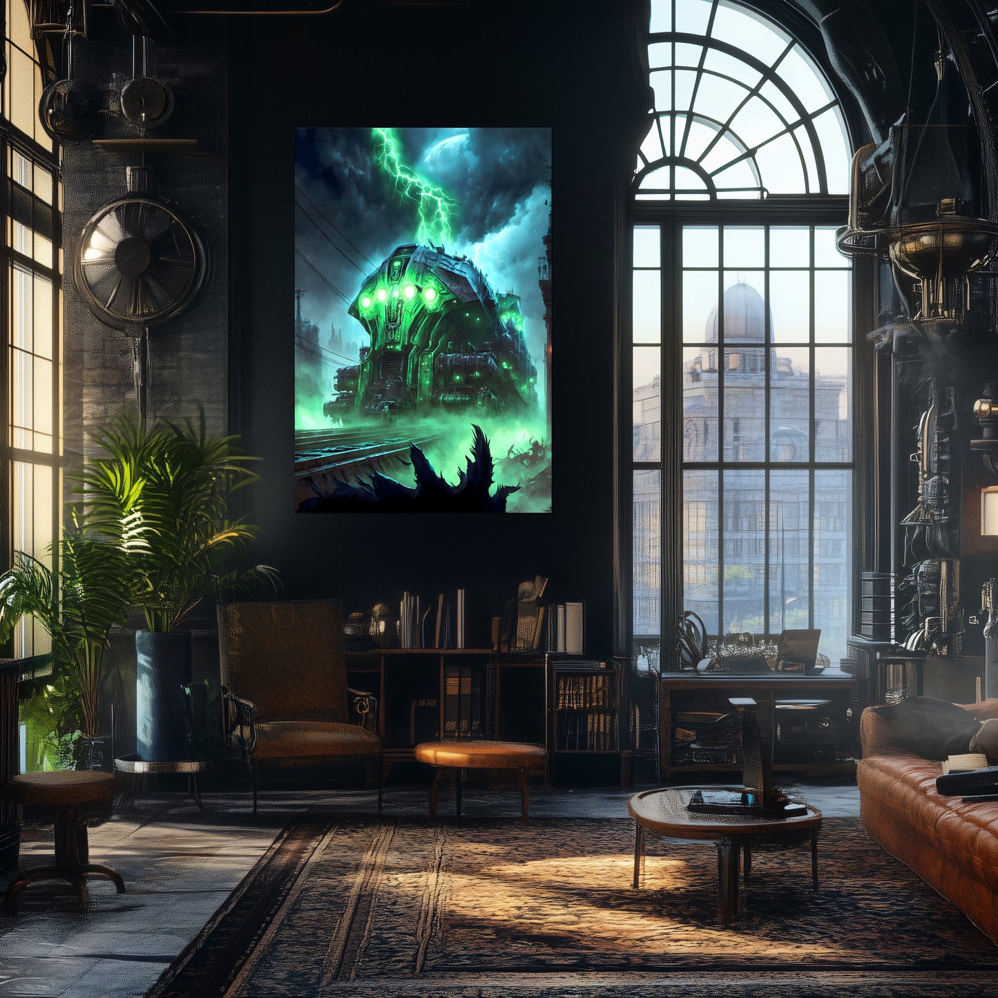 Zombie Train Poster – The Warp Architect | Awe-Inspiring Wall Art for Sci-Fi & Fantasy Train Enthusiasts | Unique and Exclusive Artwork