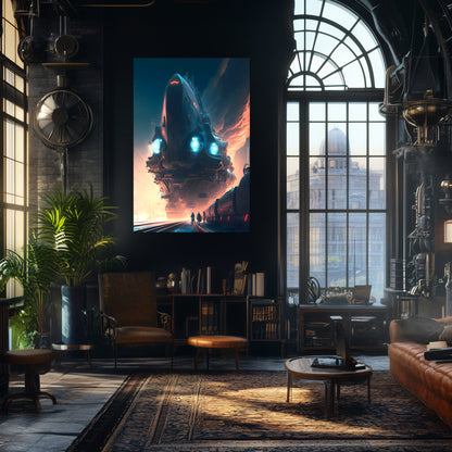 Cyberpunk Train Poster – Hyperion Elysian Metrocore | Awe-Inspiring Wall Art for Sci-Fi & Fantasy Train Enthusiasts | Unique and Exclusive Artwork