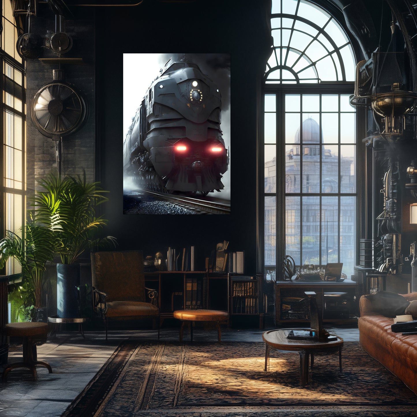 Dystopia Train Poster – Grimbringer Thunderclad | Awe-Inspiring Wall Art for Sci-Fi & Fantasy Train Enthusiasts | Unique and Exclusive Artwork