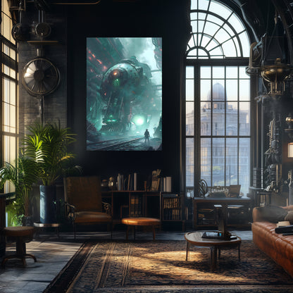 Cyberpunk Train Poster – Epitome One | Awe-Inspiring Wall Art for Sci-Fi & Fantasy Train Enthusiasts | Unique and Exclusive Artwork