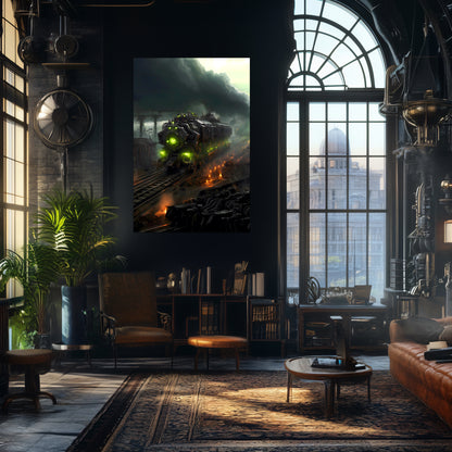 Zombie Train Poster – Dreadcrave Collector | Awe-Inspiring Wall Art for Sci-Fi & Fantasy Train Enthusiasts | Unique and Exclusive Artwork