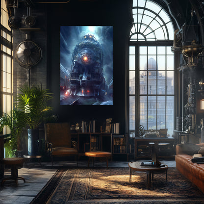 Post-Apocalyptic Train Poster – Winterborn Thunderheart | Awe-Inspiring Wall Art for Sci-Fi & Fantasy Train Enthusiasts | Unique and Exclusive Artwork