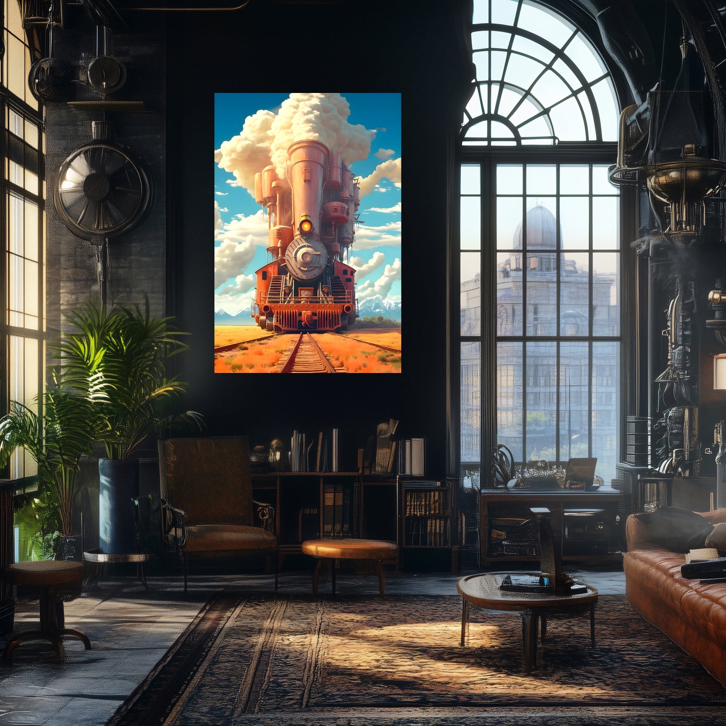 Steampunk Train Poster – Buffalo | Awe-Inspiring Wall Art for Sci-Fi & Fantasy Train Enthusiasts | Unique and Exclusive Artwork