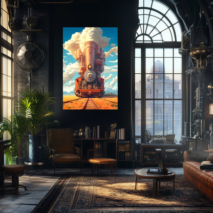 Steampunk Train Poster – Buffalo | Awe-Inspiring Wall Art for Sci-Fi & Fantasy Train Enthusiasts | Unique and Exclusive Artwork
