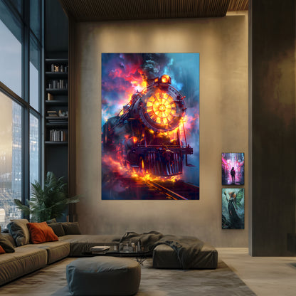 Steampunk Train Poster – Eternal Engine | Awe-Inspiring Wall Art for Sci-Fi & Fantasy Train Enthusiasts | Unique and Exclusive Artwork