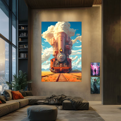Steampunk Train Poster – Buffalo | Awe-Inspiring Wall Art for Sci-Fi & Fantasy Train Enthusiasts | Unique and Exclusive Artwork