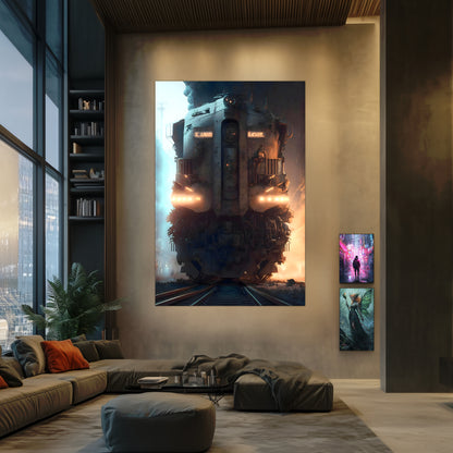 Diesel Train Poster – Warhound Mk IV | Awe-Inspiring Wall Art for Sci-Fi & Fantasy Train Enthusiasts | Unique and Exclusive Artwork