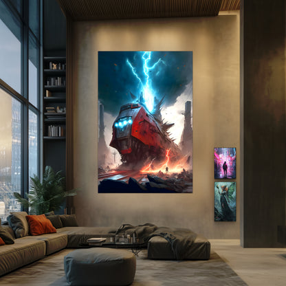 Wasteland Train Poster – Abaddon’s Wrath | Awe-Inspiring Wall Art for Sci-Fi & Fantasy Train Enthusiasts | Unique and Exclusive Artwork