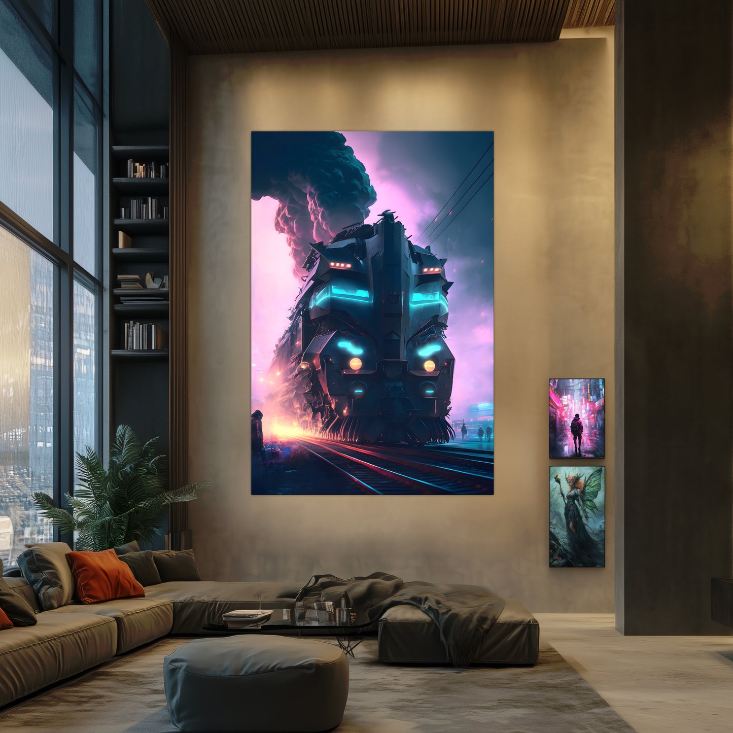 Cyberpunk Train Poster – Neon Hauler | Awe-Inspiring Wall Art for Sci-Fi & Fantasy Train Enthusiasts | Unique and Exclusive Artwork