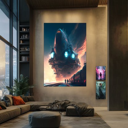 Cyberpunk Train Poster – Hyperion Elysian Metrocore | Awe-Inspiring Wall Art for Sci-Fi & Fantasy Train Enthusiasts | Unique and Exclusive Artwork