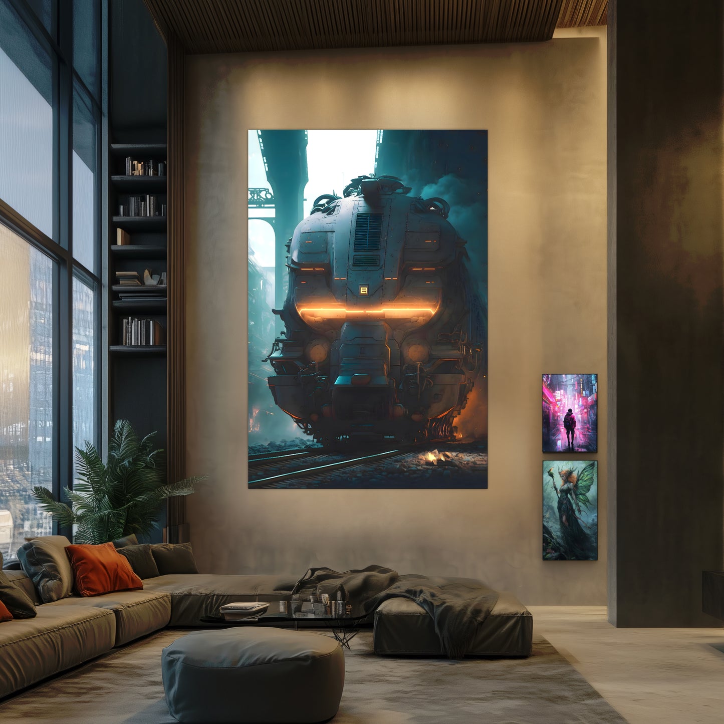 Cyberpunk Train Poster – Dreadpulse  Omnihauler | Awe-Inspiring Wall Art for Sci-Fi & Fantasy Train Enthusiasts | Unique and Exclusive Artwork